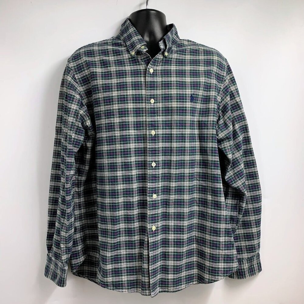 Ralph Lauren Men's Tartan Plaid Cotton Long Sleeve Button Up Shirt Size XL
